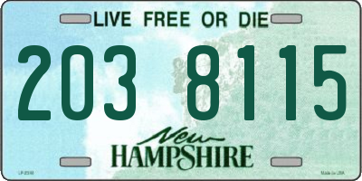 NH license plate 2038115