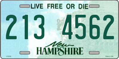 NH license plate 2134562