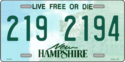 NH license plate 2192194