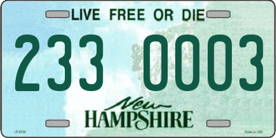 NH license plate 2330003