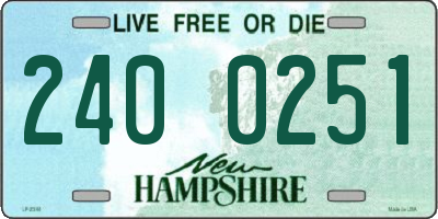 NH license plate 2400251