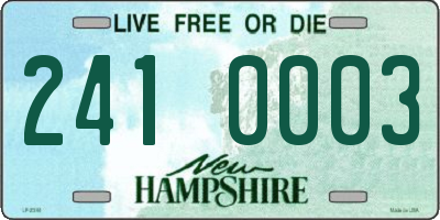 NH license plate 2410003