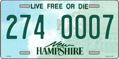 NH license plate 2740007