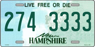 NH license plate 2743333