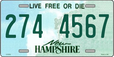 NH license plate 2744567