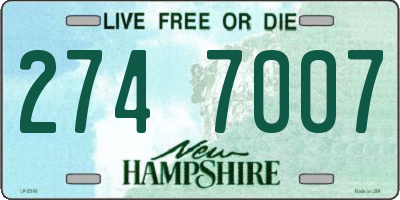 NH license plate 2747007