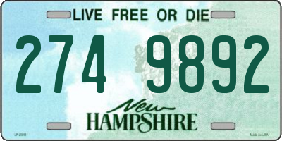 NH license plate 2749892