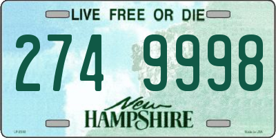 NH license plate 2749998