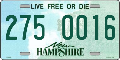 NH license plate 2750016