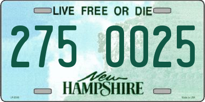 NH license plate 2750025