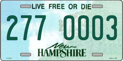 NH license plate 2770003