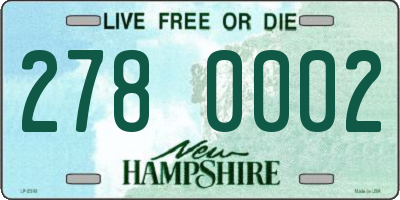 NH license plate 2780002