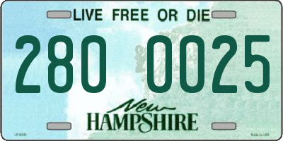 NH license plate 2800025