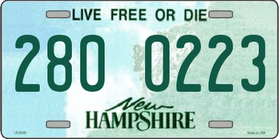 NH license plate 2800223