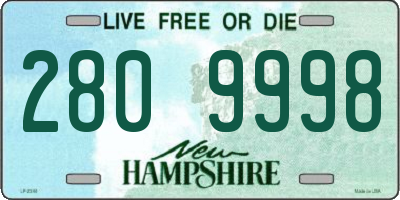 NH license plate 2809998