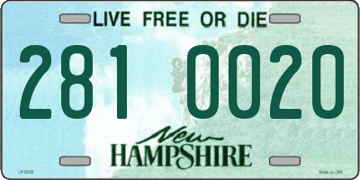 NH license plate 2810020