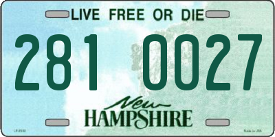 NH license plate 2810027