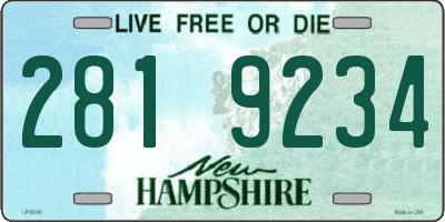 NH license plate 2819234