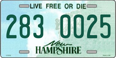 NH license plate 2830025