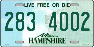 NH license plate 2834002
