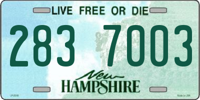 NH license plate 2837003