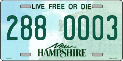 NH license plate 2880003