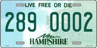 NH license plate 2890002