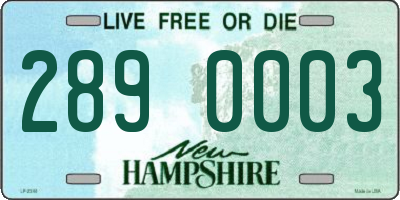 NH license plate 2890003