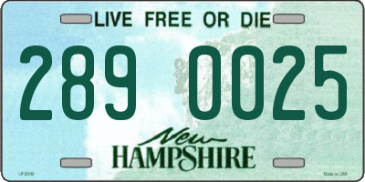 NH license plate 2890025