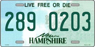 NH license plate 2890203
