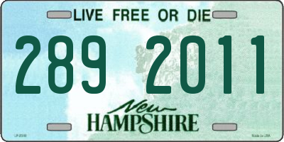 NH license plate 2892011