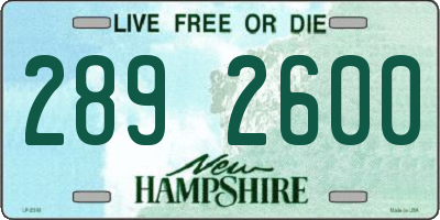 NH license plate 2892600