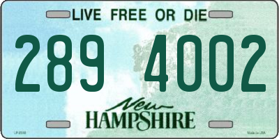 NH license plate 2894002