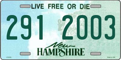NH license plate 2912003