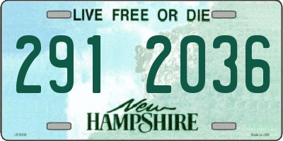 NH license plate 2912036
