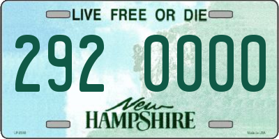 NH license plate 2920000