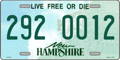 NH license plate 2920012