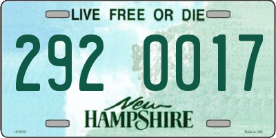 NH license plate 2920017