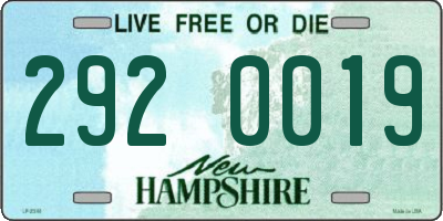 NH license plate 2920019