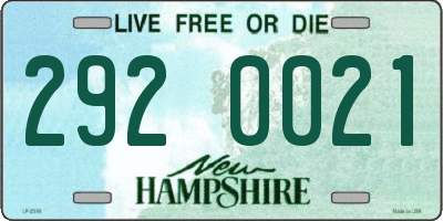NH license plate 2920021