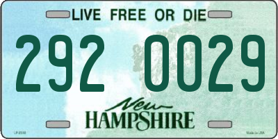 NH license plate 2920029