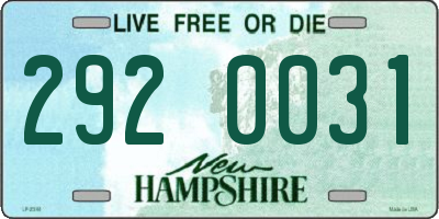 NH license plate 2920031