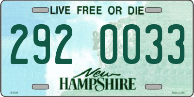 NH license plate 2920033