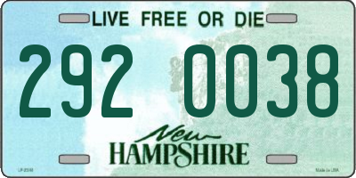 NH license plate 2920038