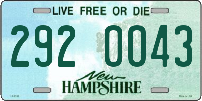 NH license plate 2920043