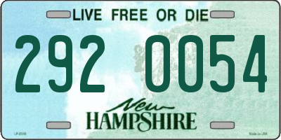 NH license plate 2920054