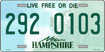 NH license plate 2920103