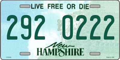 NH license plate 2920222