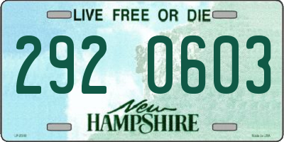 NH license plate 2920603
