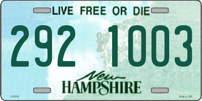 NH license plate 2921003
